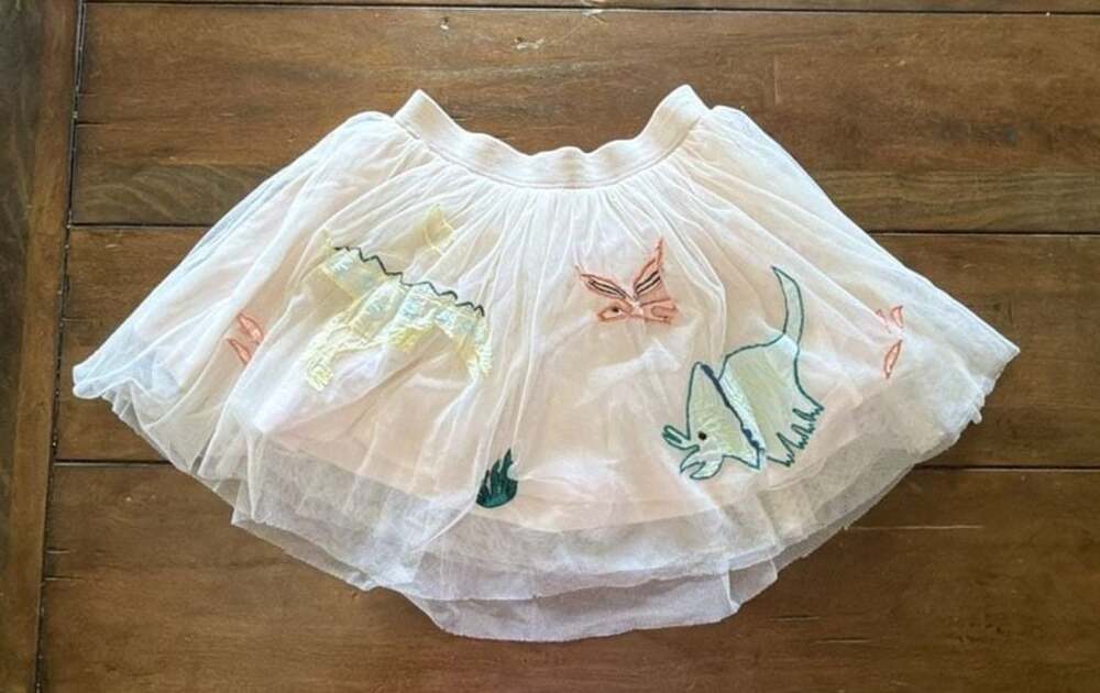 Piccolina Girls Dinosaur Embroidered Tulle Skirt Size 4T